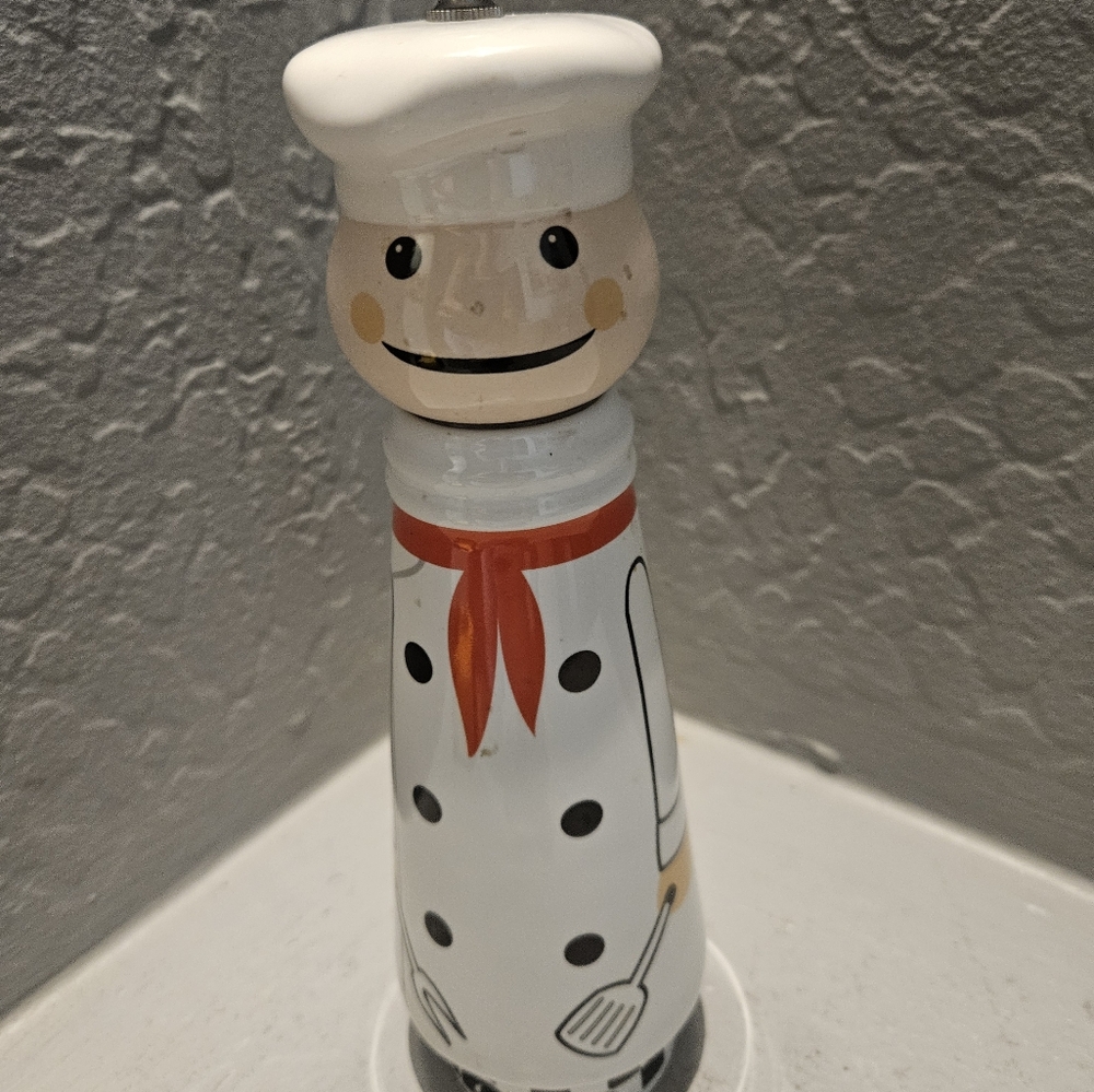 Kamenstein 8.5" Ceramic Happy Chef Cook Pepper Mill Pepper Grinder